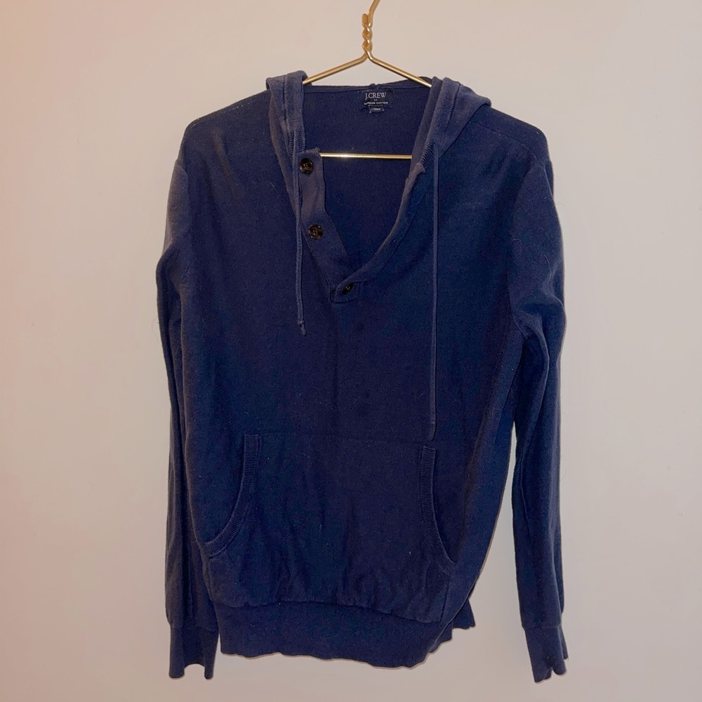 J. Crew Harbor Cotton Navy Blue hooded sweater, XL